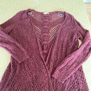 Maroon crochet cardigan